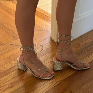 Snakeskin strappy heels